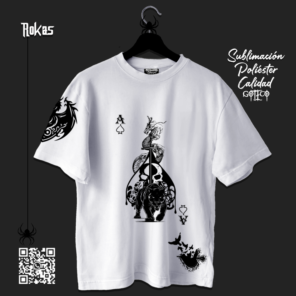 ROKAS-Camiseta Dark para Hombre | Calidad, Elegancia y Carácter con Diseño Exclusivo: Ace